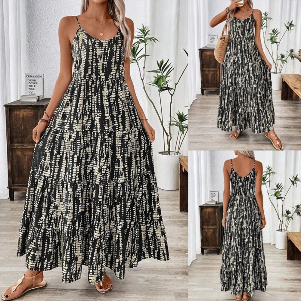 Forever 21 Tie Dye Printed Strap Sundress Casual Loose Long Dress
